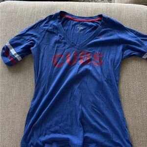 Nike Blue V-Neck T-Shirt with Red Trim